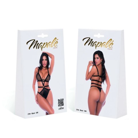 Leg Avenue Body damskie S/M czarne siateczka i wetlook regulowane