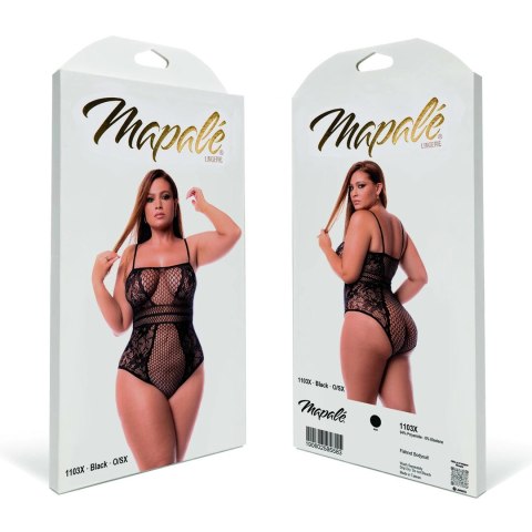 Leg Avenue Bodysuit z siateczki i motywem kwiatowym, czarny, rozmiar Queen
