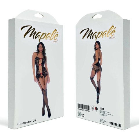 Leg Avenue Bow Siatka Jednoczęściowy Bodystocking Czarny/Czerwony One Size
