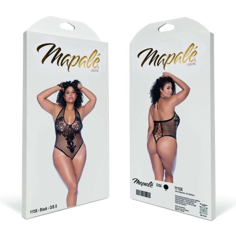 Leg Avenue Floral Fishnet Body Queen Size czarny z wiązaniem z tyłu