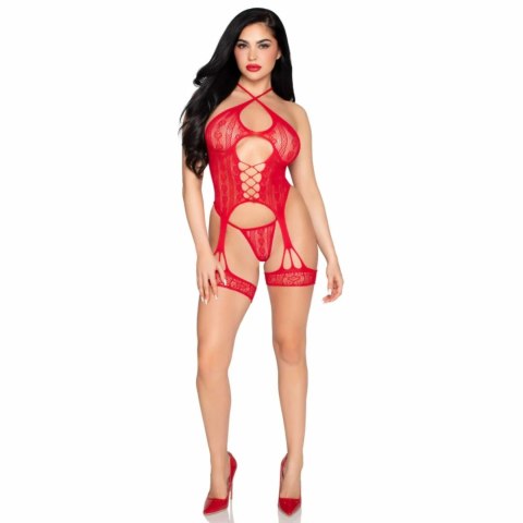 Leg Avenue Heart Net Komplet Bielizny z Motywem Serca Czerwony One Size