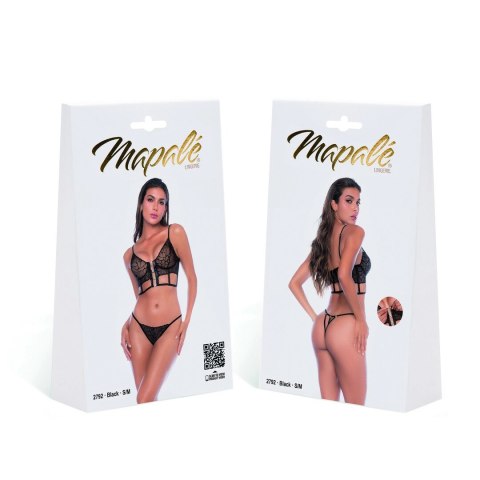 Leg Avenue Komplet Dwuczęściowy L/XL Czarny Koronkowy Biustonosz + Stringi
