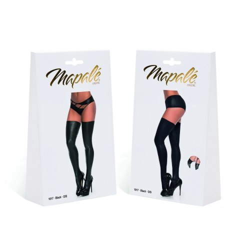 Leg Avenue Pończochy Thigh High Wet Look Metaliczny Czarny OS