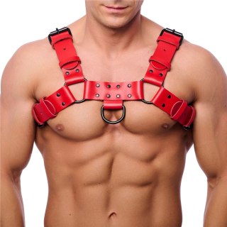 Red Leather Bulldog Leather Harness L/XL czerwony, skora naturalna