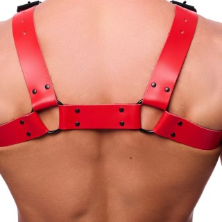Red Leather Bulldog Leather Harness L/XL czerwony, skora naturalna