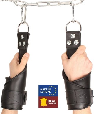 Red Leather Skorzane Kajdanki Wiszące Czarny Regulowane Wytrzymałe