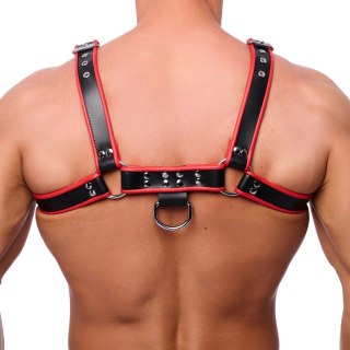 Red Leather Skorzany Uprząż Regulowana L/XL Czarna z Czerwonym Akcentem