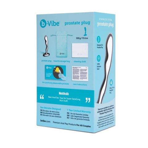 B-Vibe Stainless Steel Plug Prostatyczny z Bezpiecznym Uchwytom