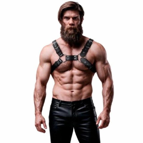 Fetish Submissive Attitude Bulldog - Uprząż męska z eko-skory, regulowana