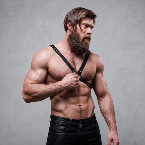 Fetish Submissive Attitude Uprząż męska z eko-skory na klatkę piersiową