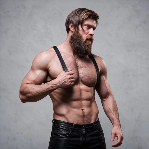 Fetish Submissive Attitude uprząż męska z eko-skory, regulowana, czarna