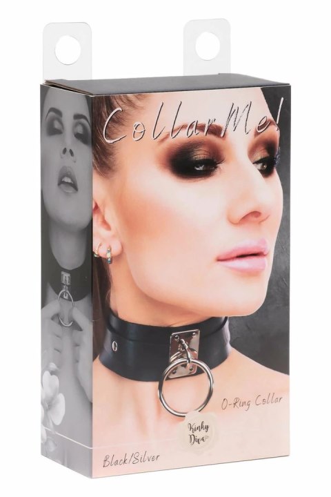 KINKY DIVA O-RING COLLAR czarny/srebrny, regulowany, wegańska skora