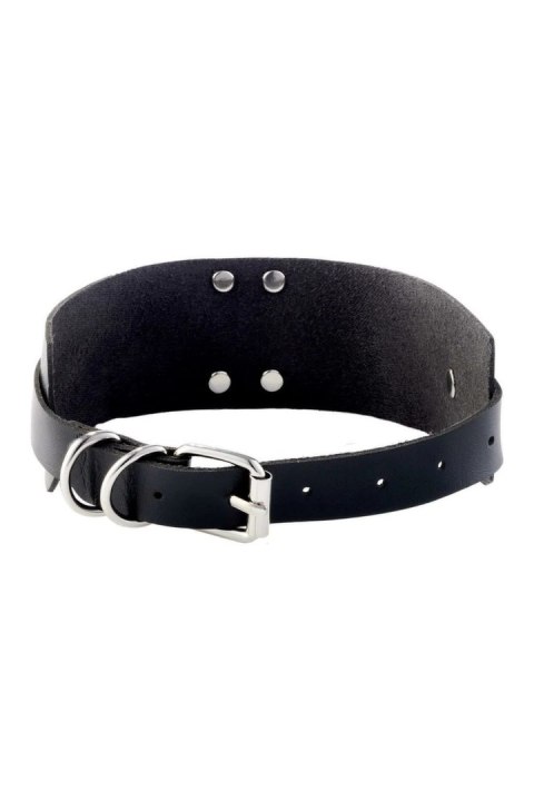 KINKY DIVA O-RING COLLAR czarny/srebrny, regulowany, wegańska skora