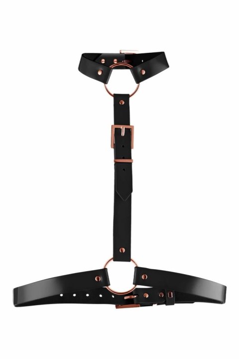 Kinky Diva Body Harness Black - Regulowany pas z eko-skory, połysk