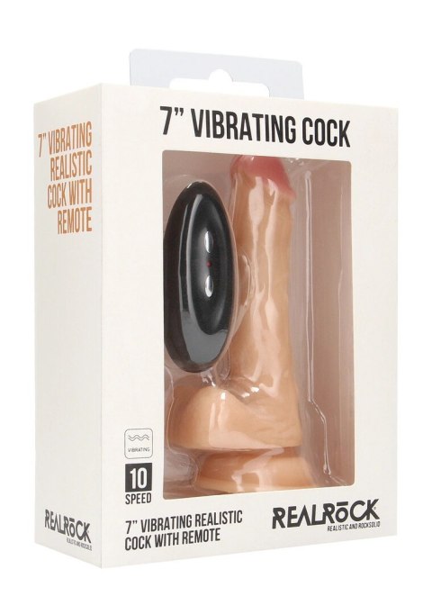 RealRock Model 7 Vibrating - Sztuczny członek z pilotem 18 cm, kolor cielisty
